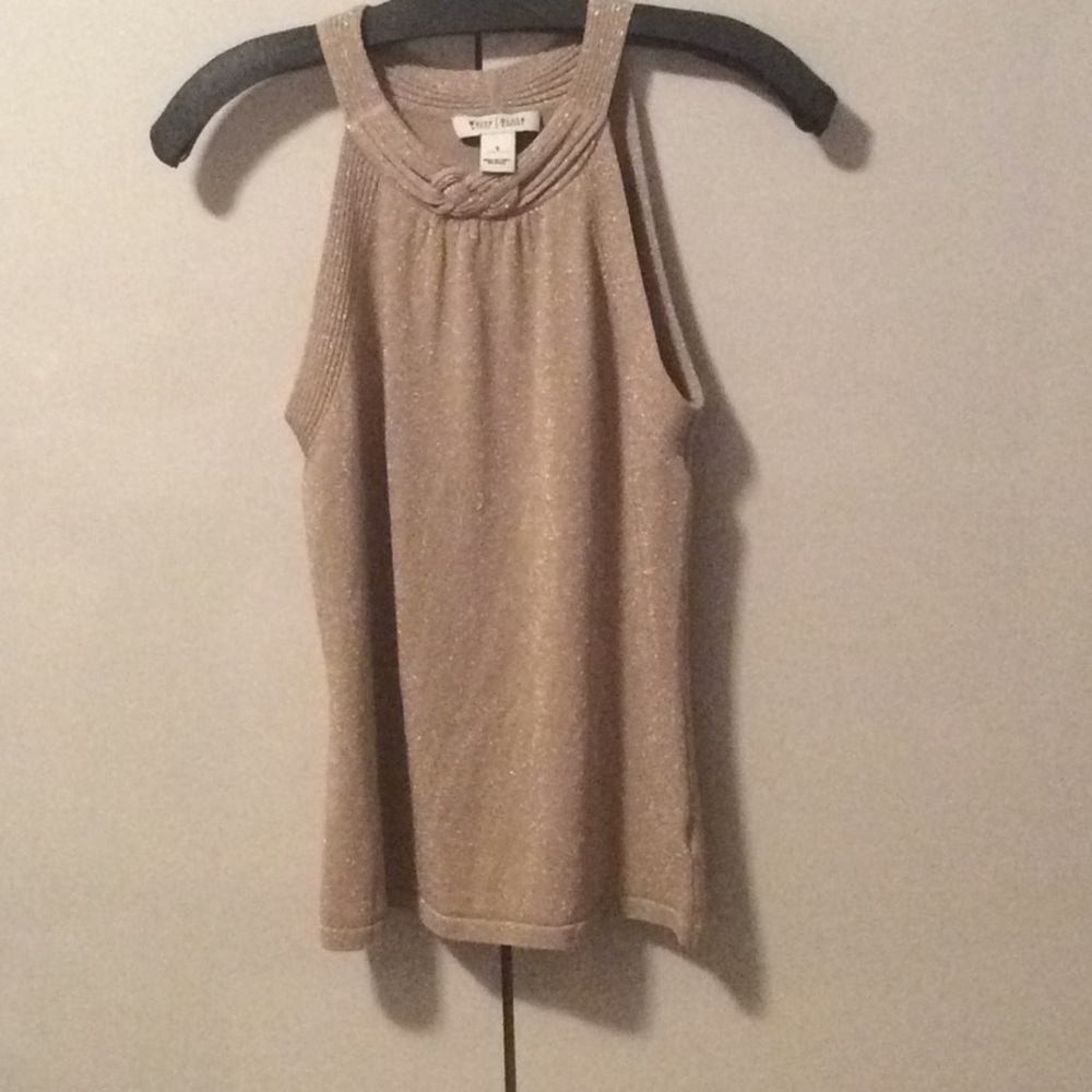 White House Black Market Gold Sparkly Halter